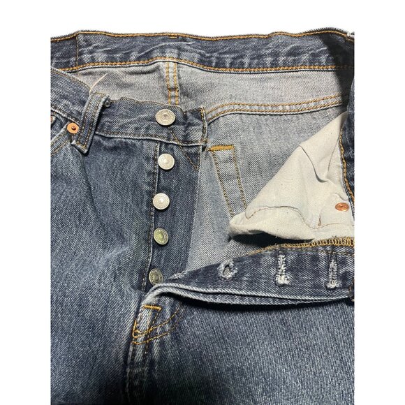 Levi's Mens 501 Original Fit Button Fly Blue Jeans Denim Size 31 Measures 31x32 - Picture 7 of 12